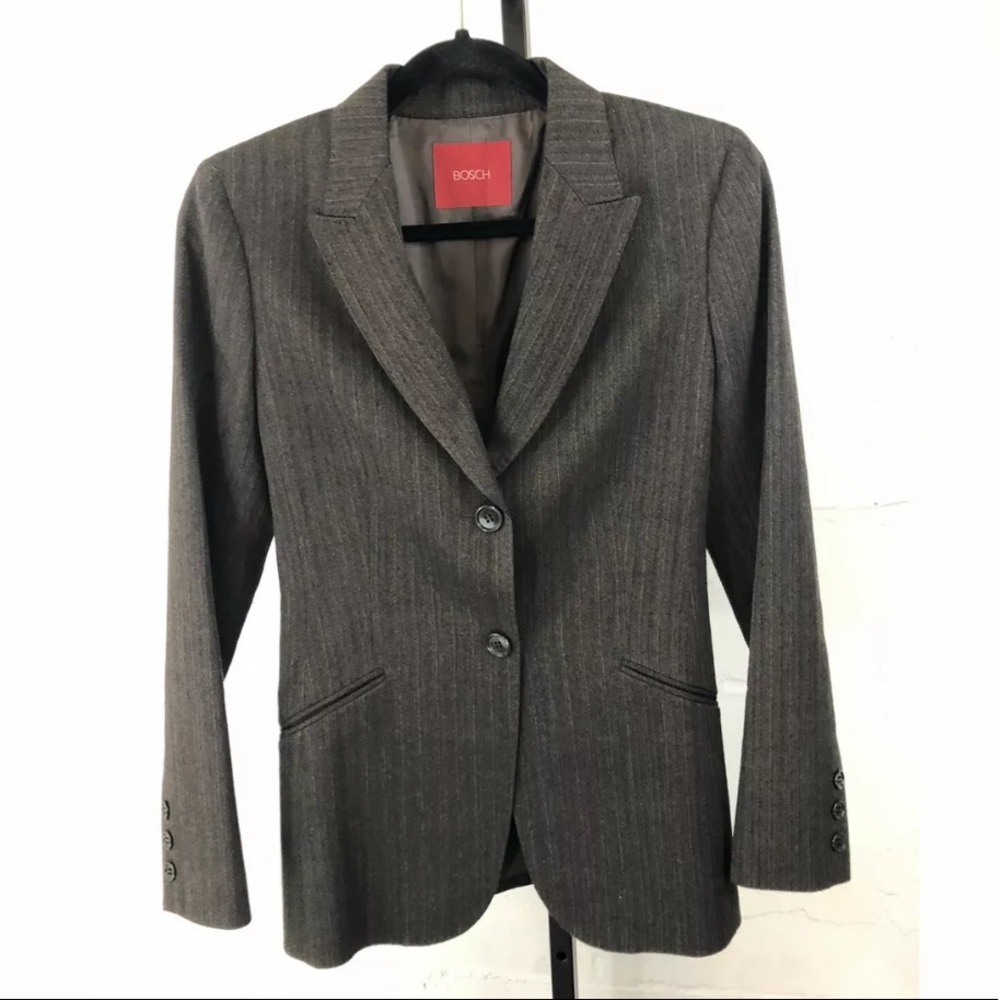 BOSCH Pinstriped Blazer Size 40 Brown Metallic